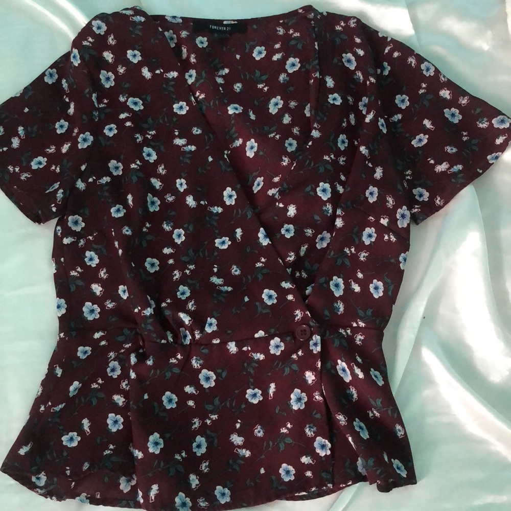 Maroon floral blouse